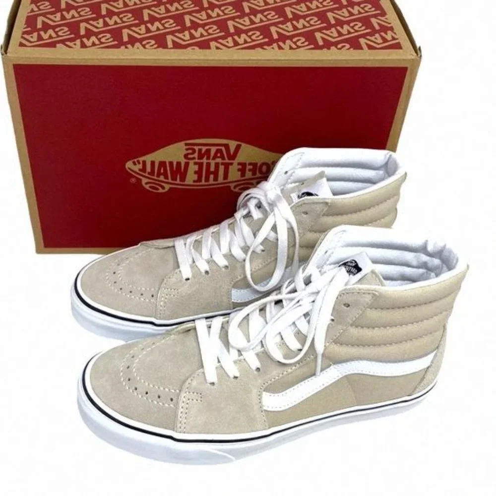 VANS Sk8-Hi Shoes Beige Suede Canvas Casual Sneakers VN0005U9BLL Size Women's SB